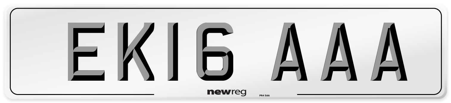 EK16 AAA Number Plate from New Reg